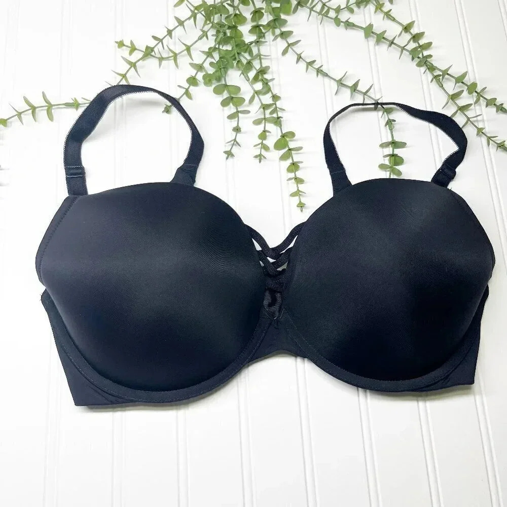 Torrid Curve Black XO Plunge Push Up Underwire Bra Women's Plus Size 38DDD